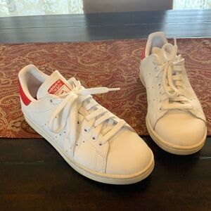 Adidas Stan Smith Low White Red, Sneakers Men’s Size 5.5, worn twice, msrp$100